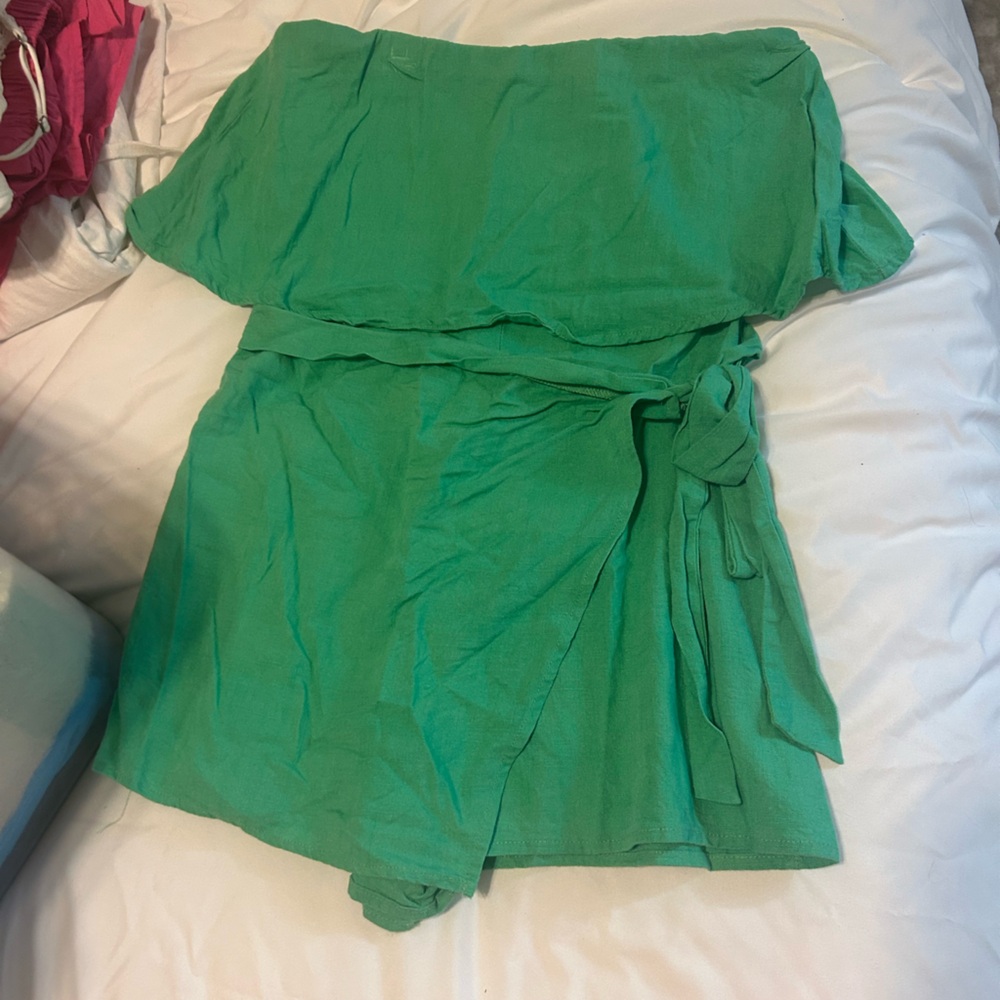 Green boutique wrap romper
